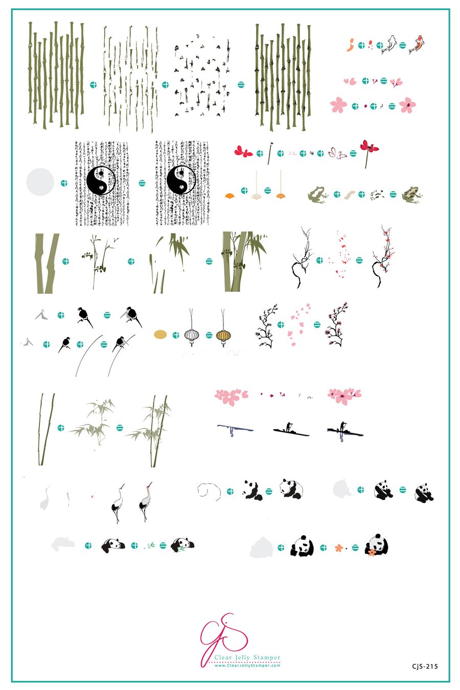 Panda and Friends (CjS-215) - Clear Jelly Stamping Plate