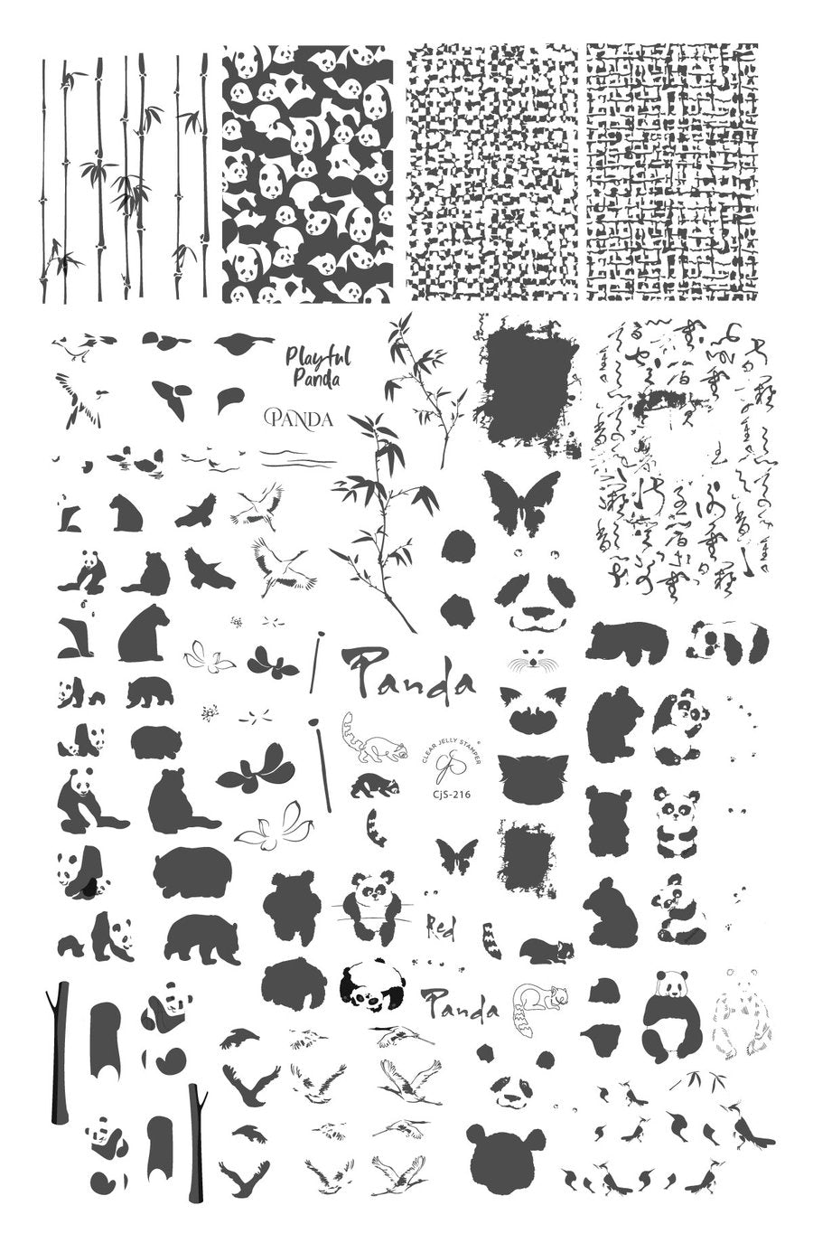 Playful Panda (CjS-216) - Clear Jelly Stamping Plate