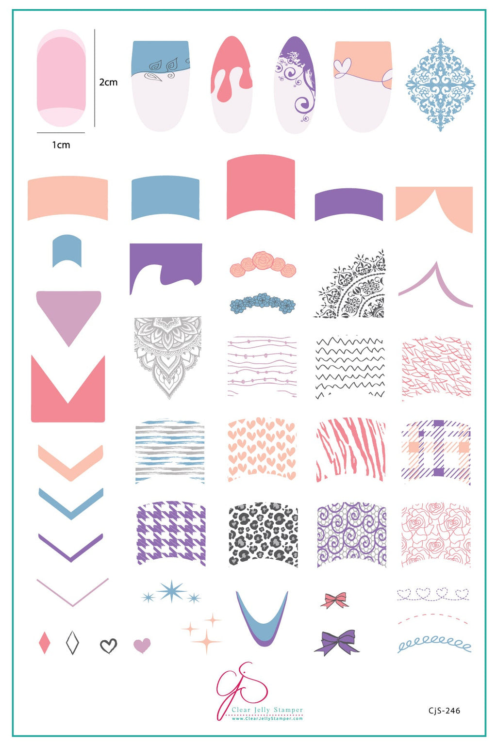 French Mani (CjS-224/246)   - Clear Jelly Stamping Plate