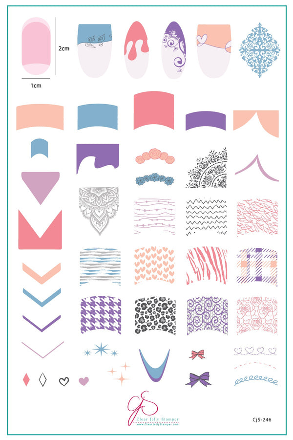French Mani (CjS-224/246)   - Clear Jelly Stamping Plate