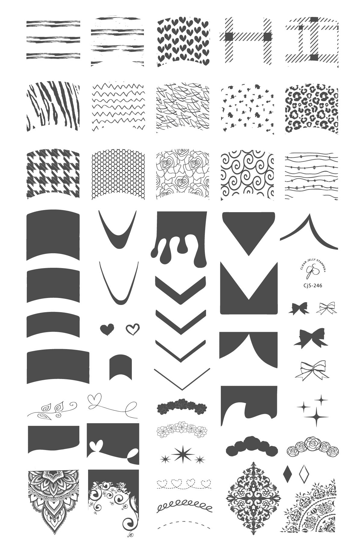 French Mani (CjS-224/246)   - Clear Jelly Stamping Plate