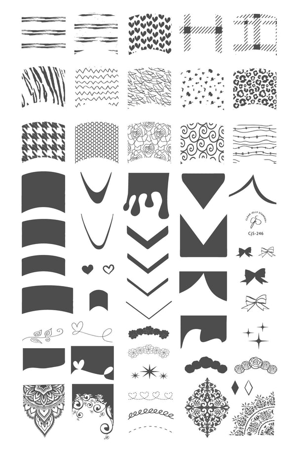 French Mani (CjS-224/246)   - Clear Jelly Stamping Plate
