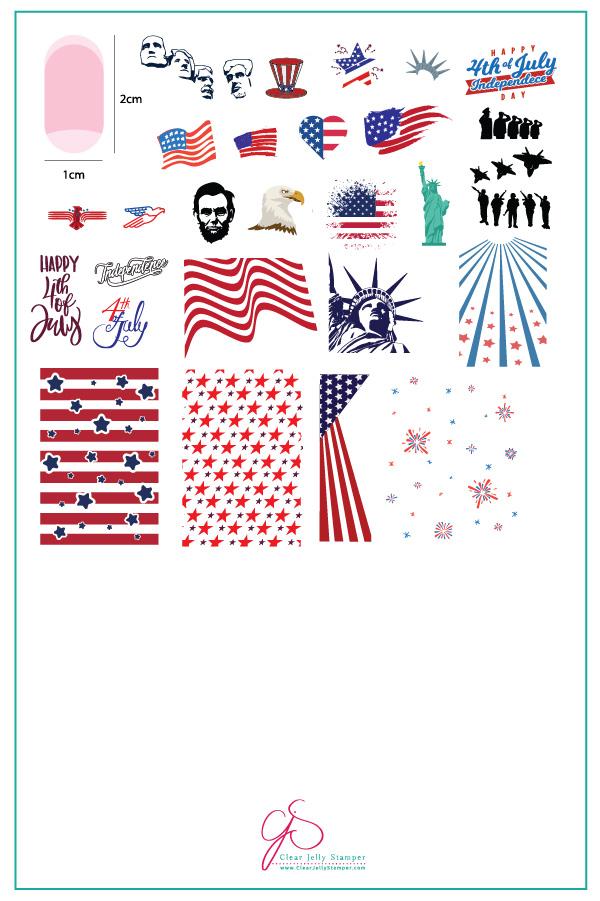 Independence Day (CjS-62)  - Clear Jelly Stamping Plate Main image