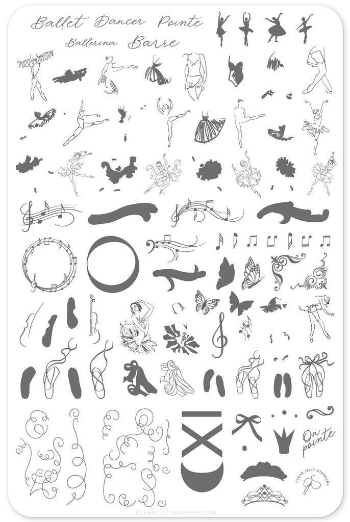 On Pointe (CjS-75) - Clear Jelly Stamping Plate
