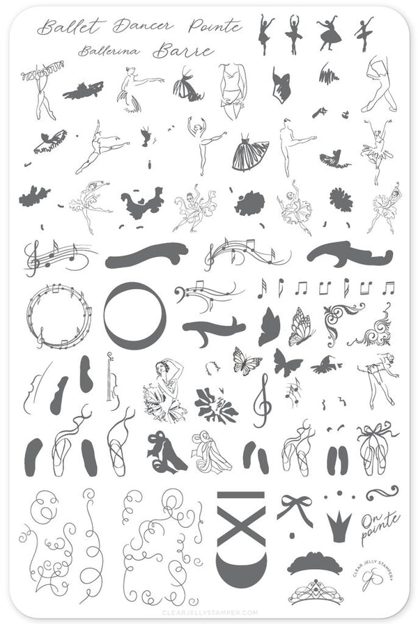 On Pointe (CjS-75) - Clear Jelly Stamping Plate