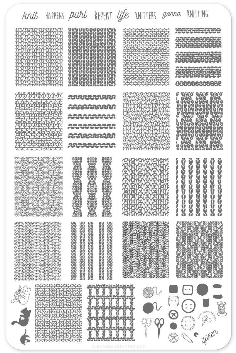 Knitters Gonna Knit (CjS-96) - Clear Jelly Stamping Plate