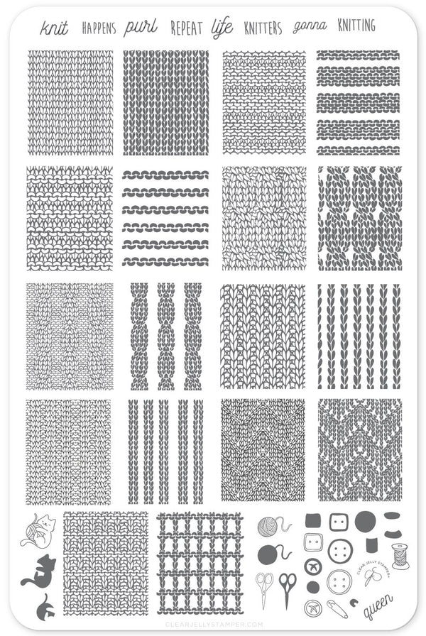 Knitters Gonna Knit (CjS-96) - Clear Jelly Stamping Plate