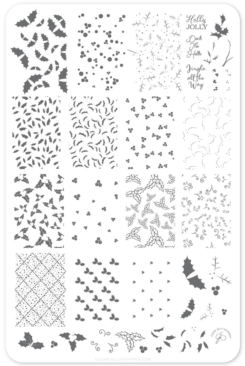 Holly Jolly (CjSC-45)  - Clear Jelly Stamping Plate