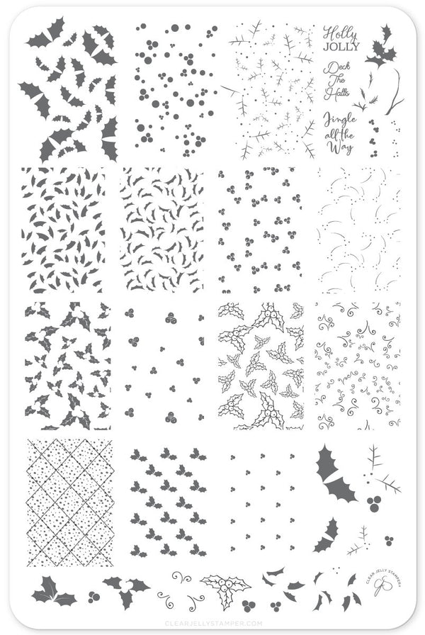 Holly Jolly (CjSC-45)  - Clear Jelly Stamping Plate