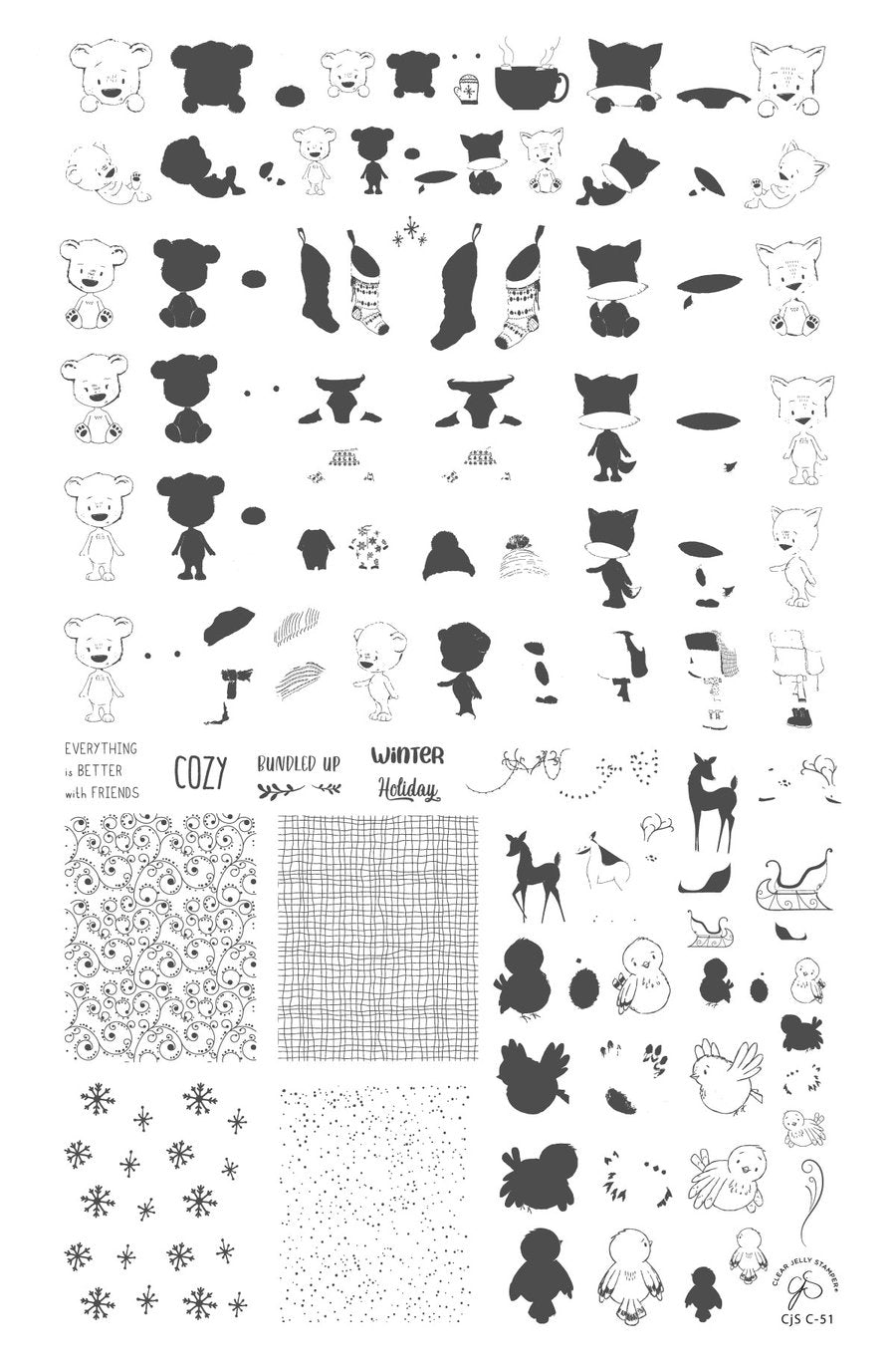 Cozy Friends (CJS C-51) - Clear Jelly Stamping Plate Secondary image