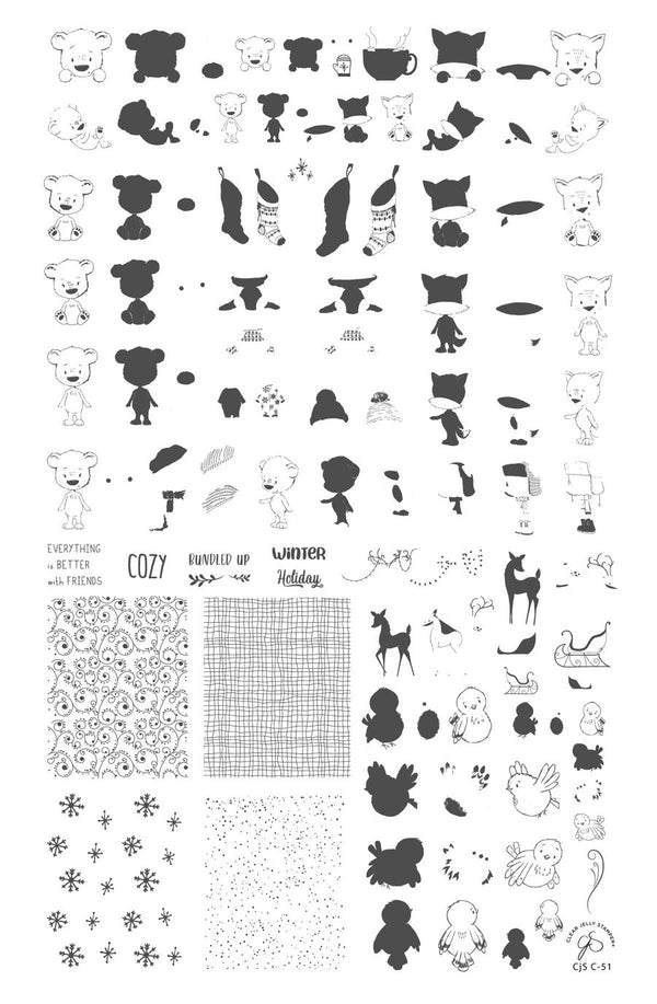 Cozy Friends (CJS C-51) - Clear Jelly Stamping Plate