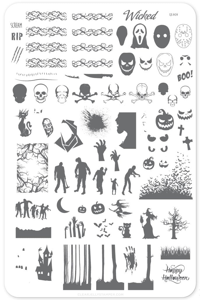 Wicked Halloween (CjS H-24)  - Clear Jelly Stamping Plate