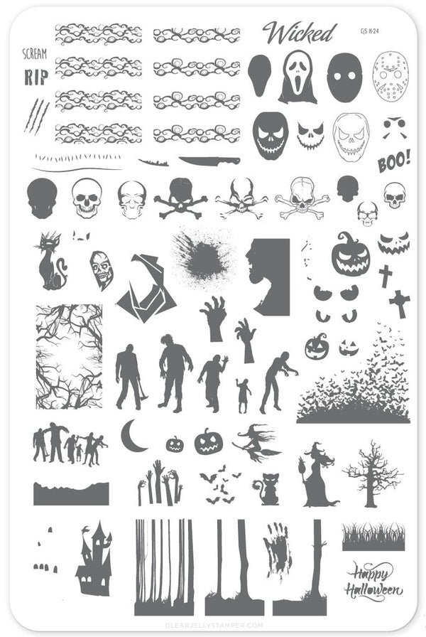 Wicked Halloween (CjS H-24)  - Clear Jelly Stamping Plate