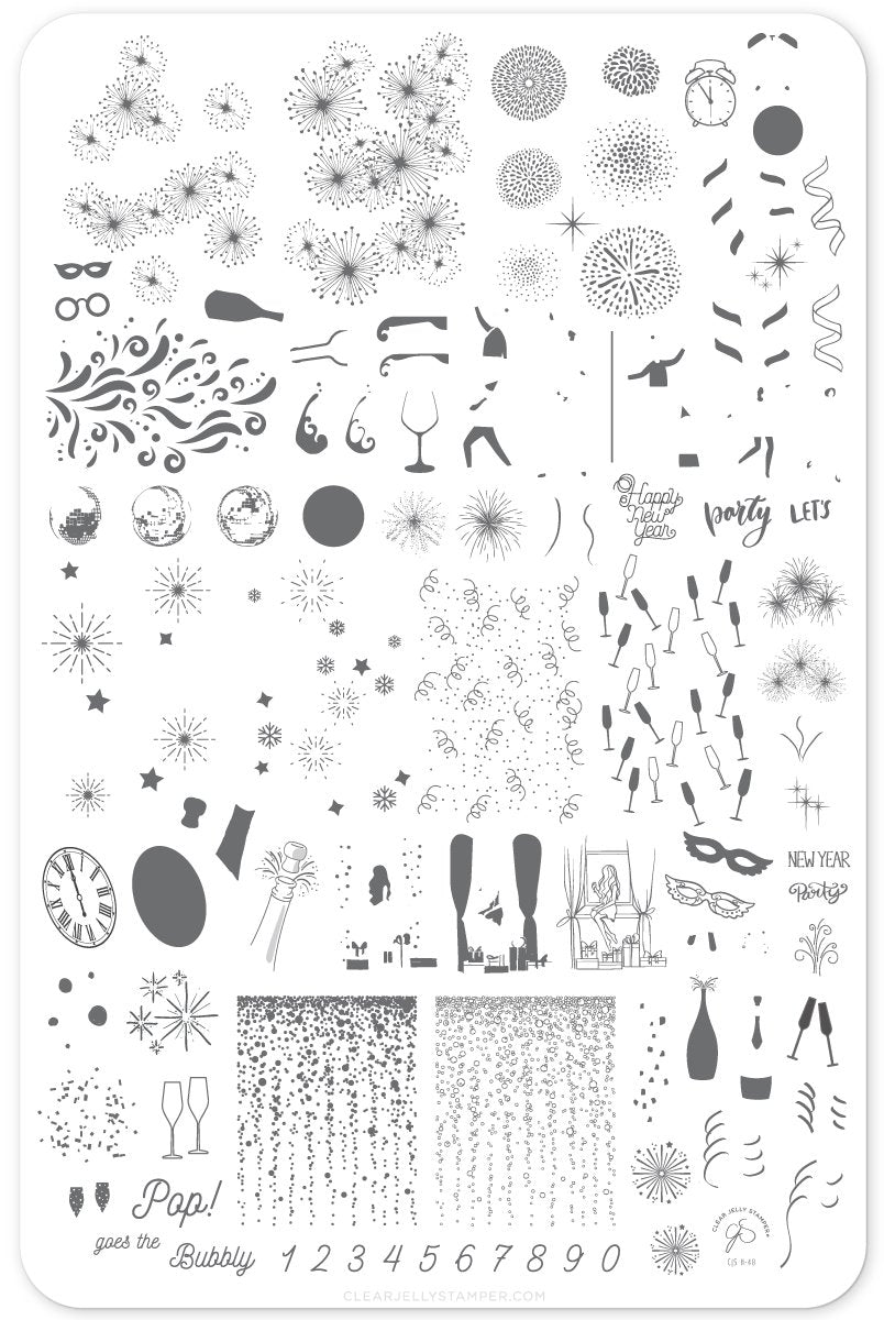 Pop the Bubbly (CjSH-48) - Clear Jelly Stamping Plate Secondary image