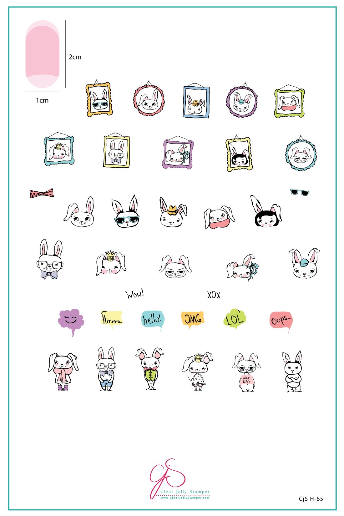Hipster Bunnies (CjSH-65)  - Clear Jelly Stamping Plate Main image