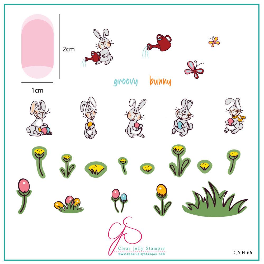 Groovy Bunny (CjSH-66) - CJS Medium Stamping Plate Main image