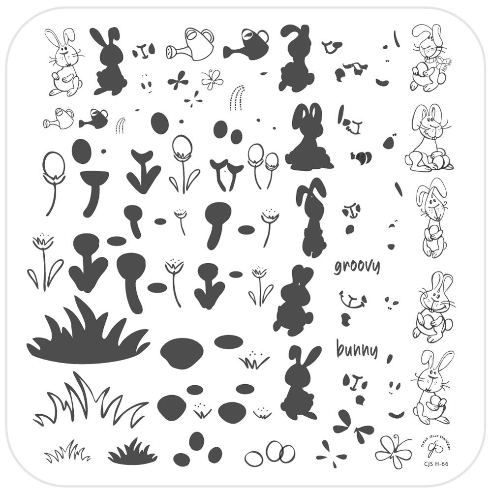 Groovy Bunny (CjSH-66) - CJS Medium Stamping Plate Secondary image