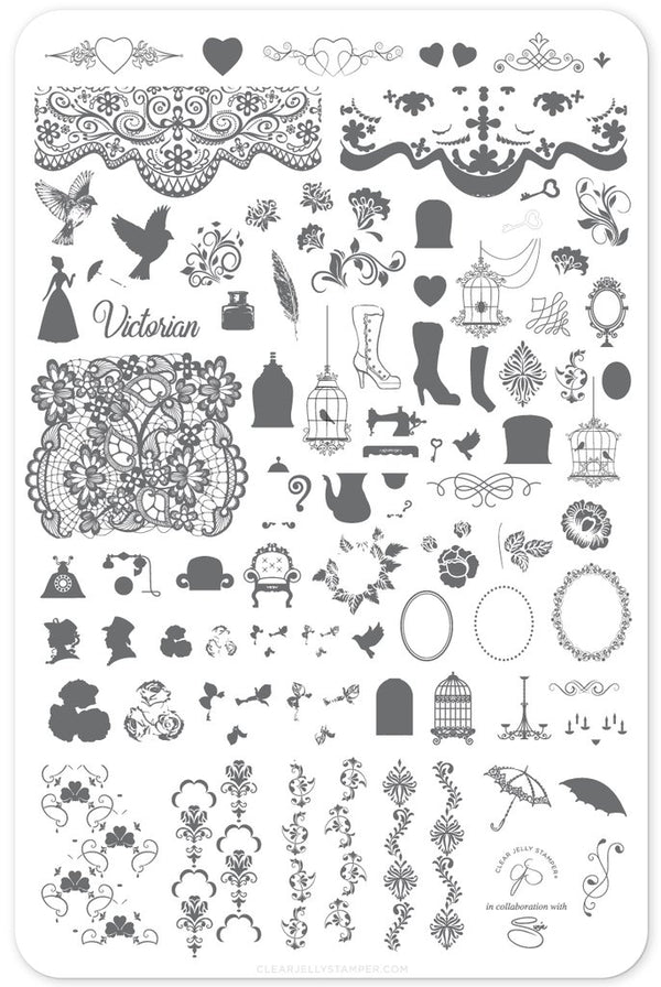 Suzie's Victorian Plate (CjS LC-45) -  Clear Jelly Stamping Plate