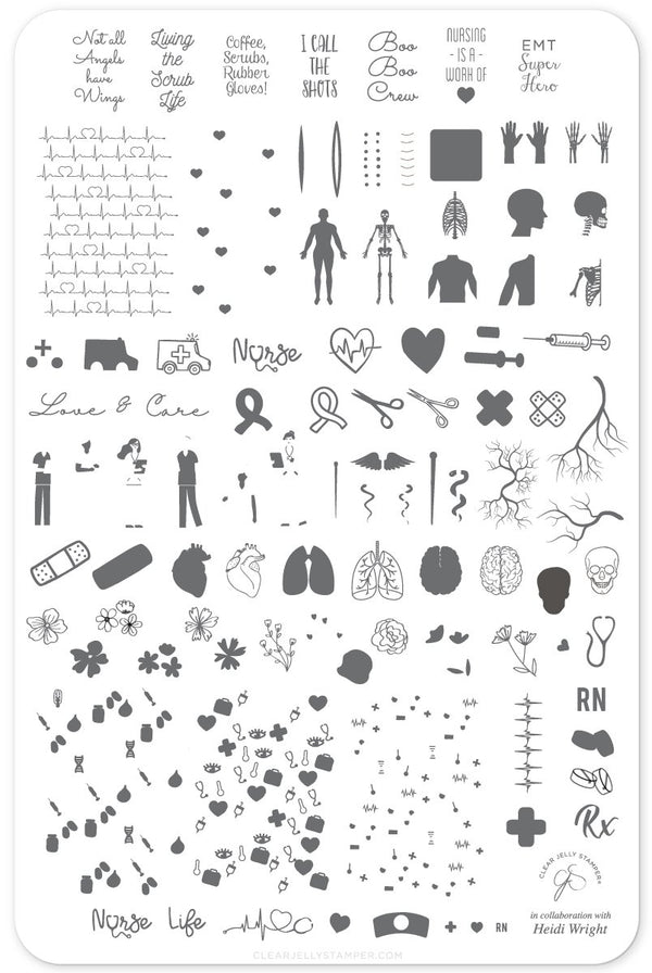 Coffee, Scrubs and Rubber Gloves (CJS-LC-53) - Clear Jelly Stamping Plate