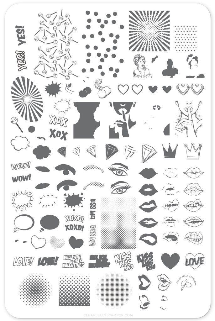 POP Heart (CjSV-22)  -  Clear Jelly Stamping Plate