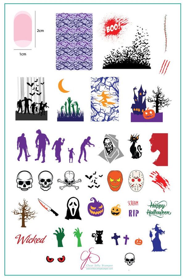 Wicked Halloween (CjS H-24)  - Clear Jelly Stamping Plate