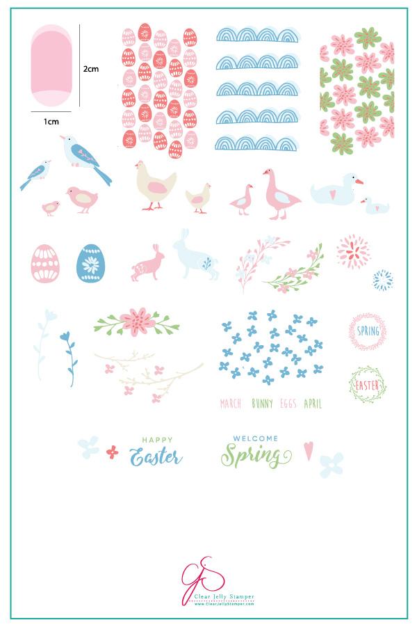 Springtime Easter (CjS H-28) - Clear Jelly Stamping Plate Main image