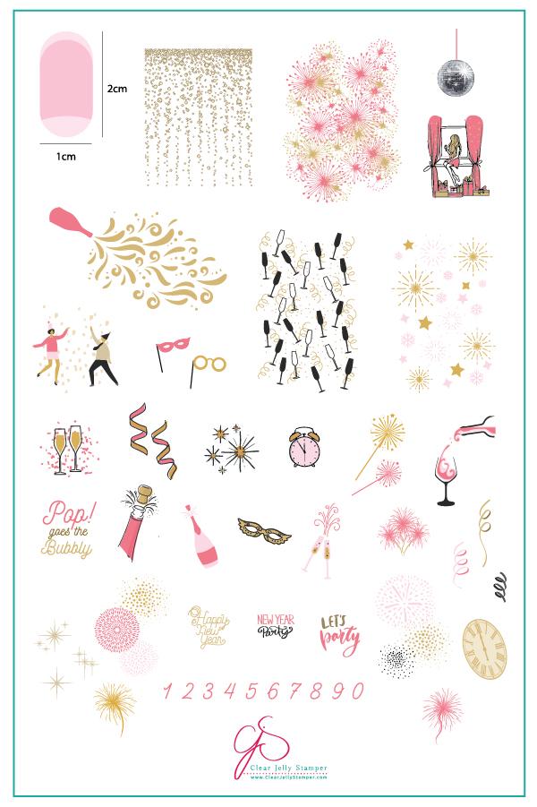 Pop the Bubbly (CjSH-48) - Clear Jelly Stamping Plate Main image