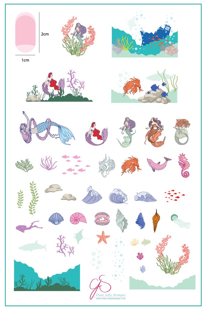 Suzie's Mermaid & Things (CjS LC-48) -  Clear Jelly Stamping Plate Secondary image