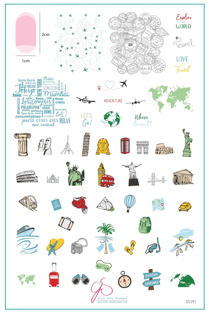 Explore the World (CjS-291) Steel Nail Art Stamping Plate