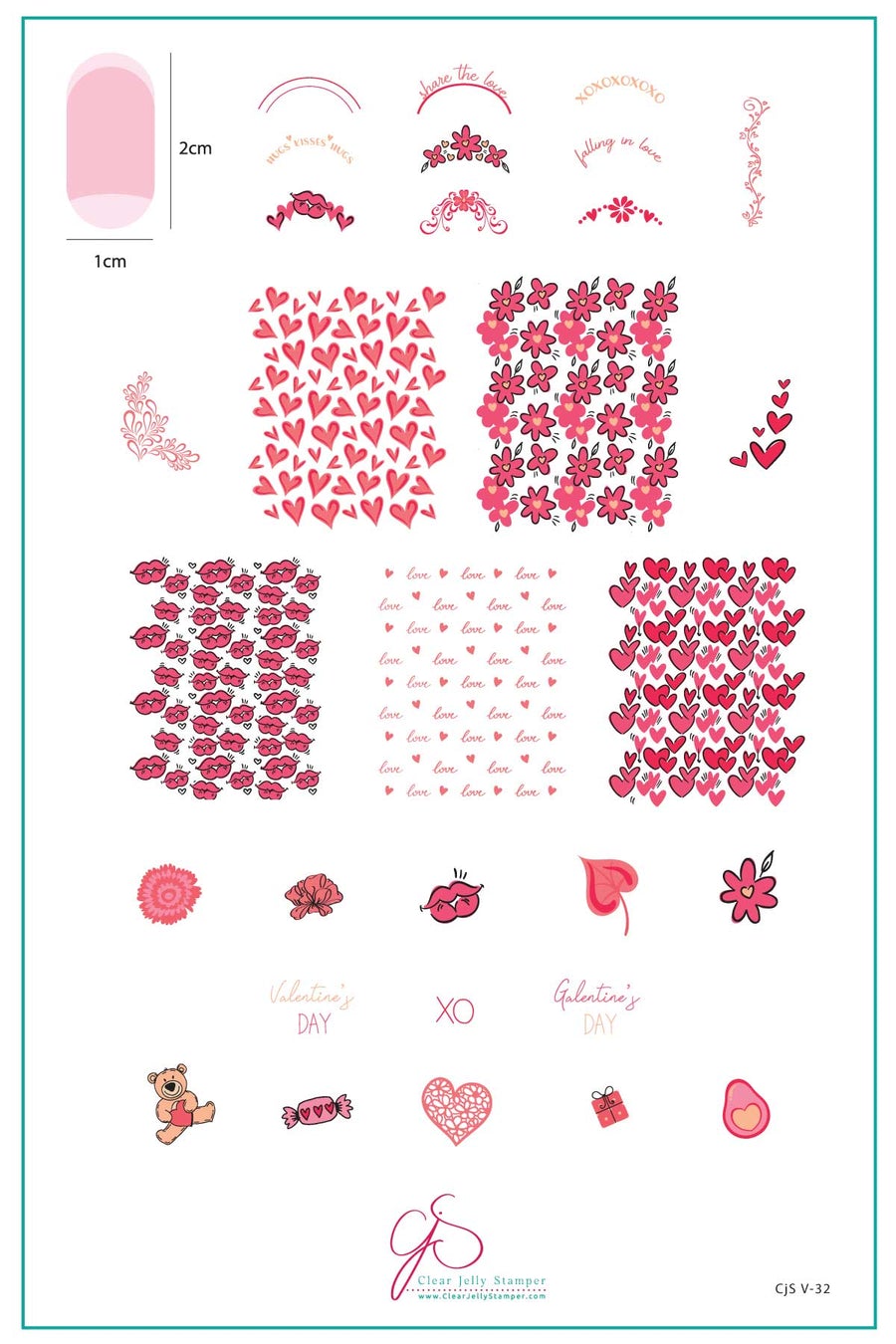 French Kiss (CjS-V32) - Clear Jelly Stamping Plate Main image