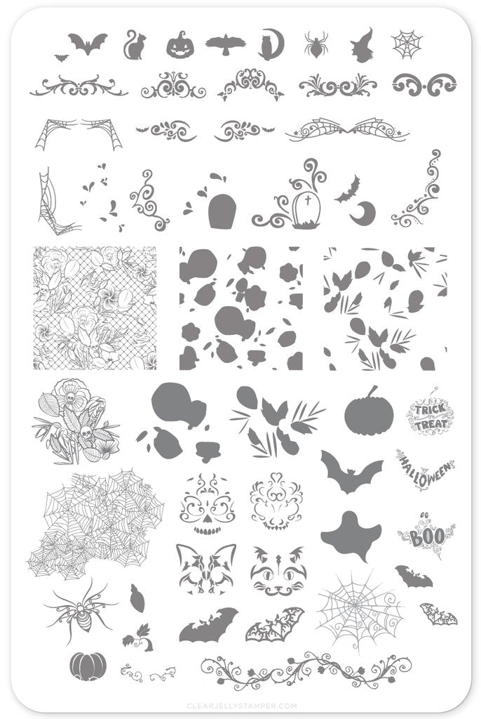 Gurly Swirly Halloween (CjS H-25) - Clear Jelly Stamping Plate Main image