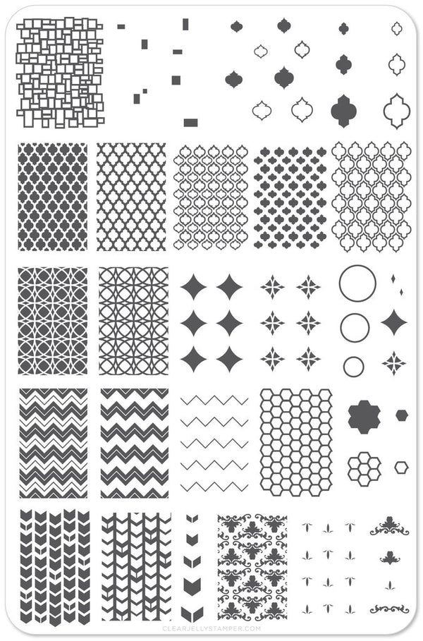 Geo-Licious (CjS-28) - Clear Jelly Stamping Plate