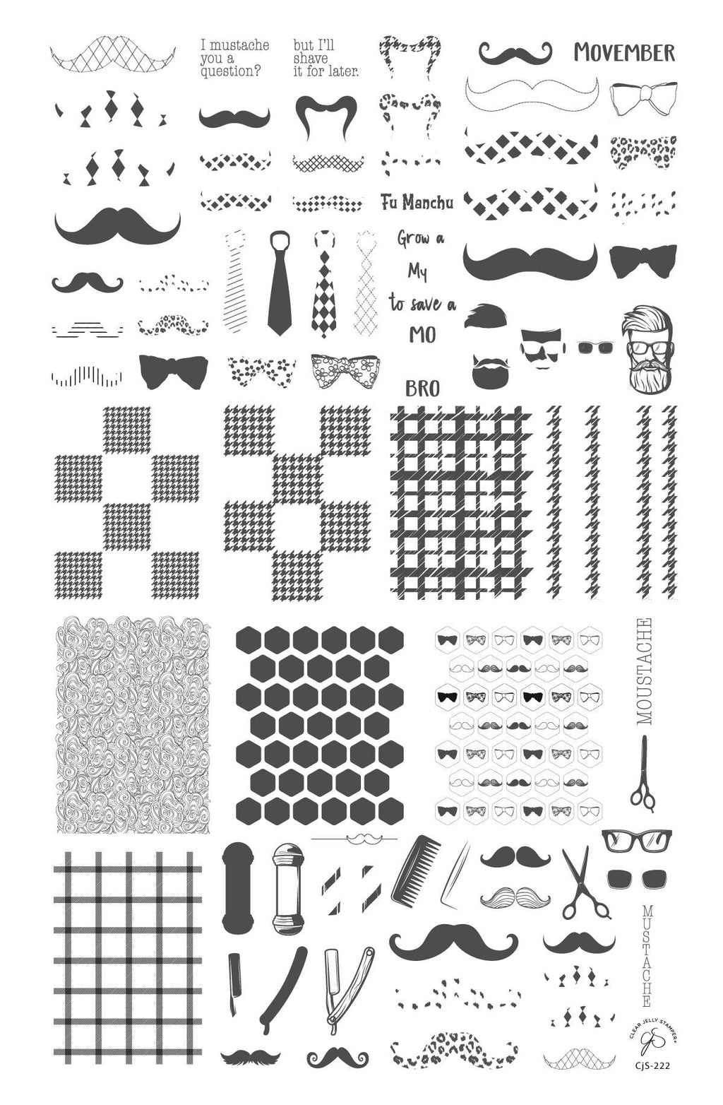 Grow A Mo (CjS-222) - Clear Jelly Stamping Plate