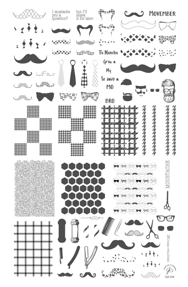 Grow A Mo (CjS-222) - Clear Jelly Stamping Plate