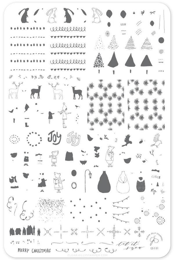 Happy Little Holiday (CjS C-31) - Clear Jelly Stamping Plate