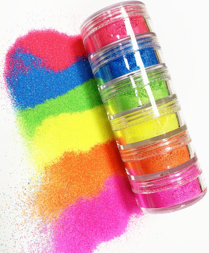 Neon Glitter Stacker - Set of 6