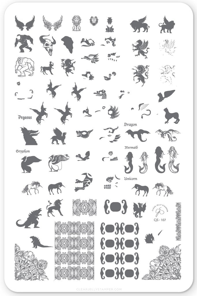 Mythical Creatures (CjS-107)   - Clear Jelly Stamping Plate Secondary image