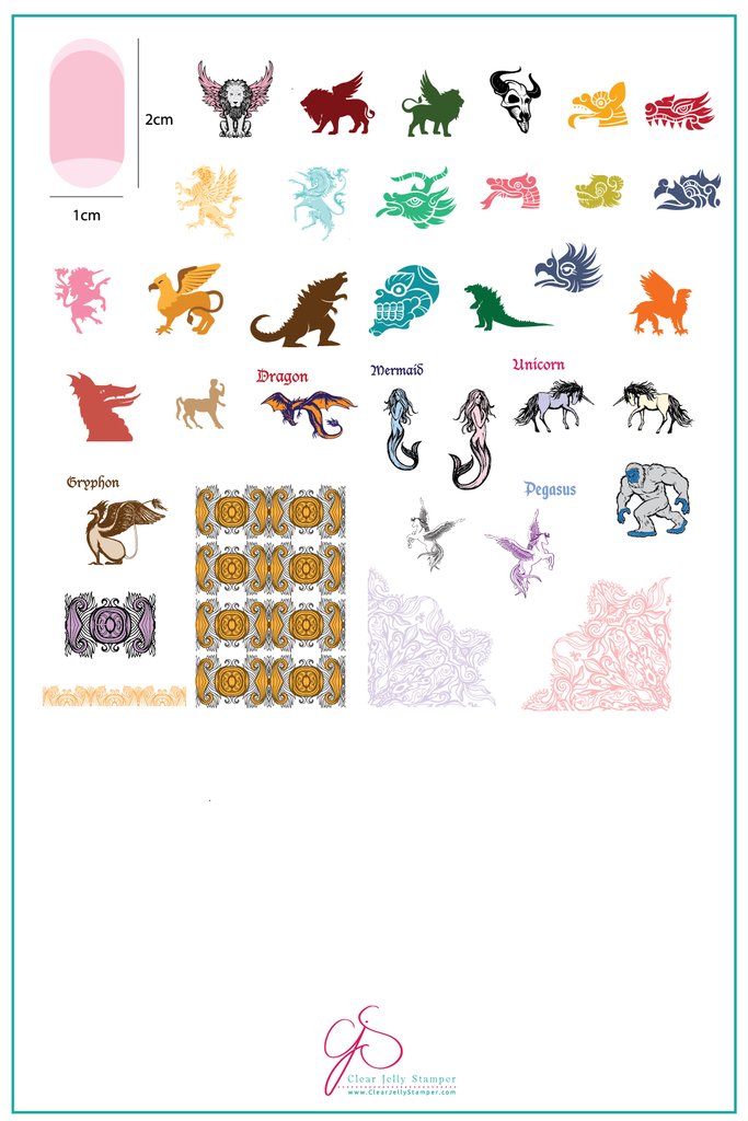 Mythical Creatures (CjS-107)   - Clear Jelly Stamping Plate Main image