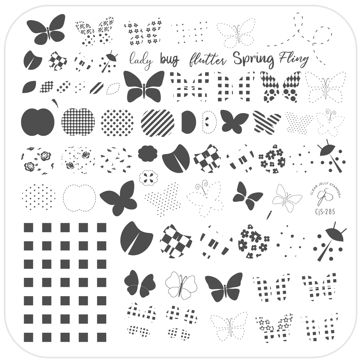 Patterned Spring (CjS-285)  Steel Nail Art Stamping Plate