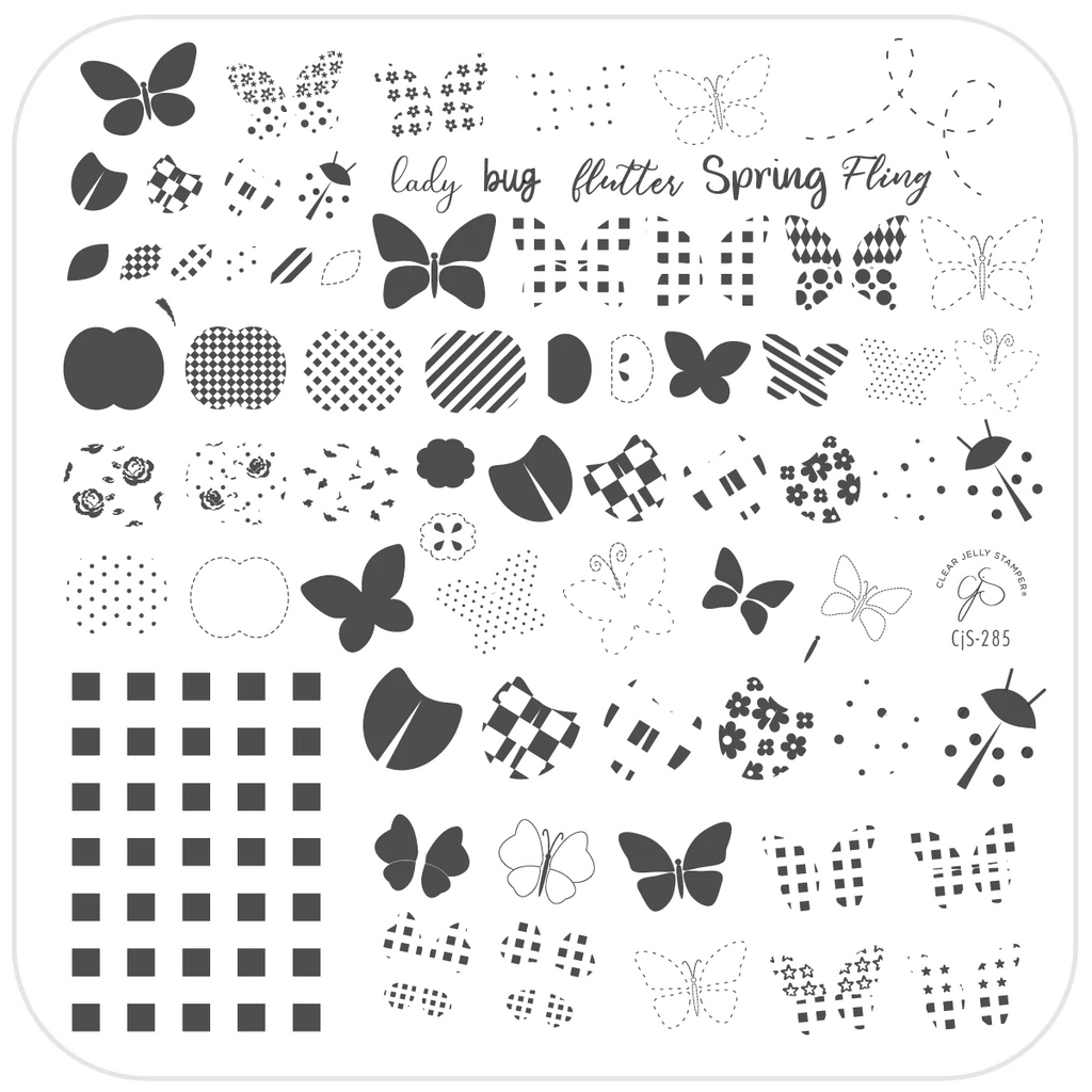 Patterned Spring ONE (CjS-285)  Steel Nail Art Stamping Plate