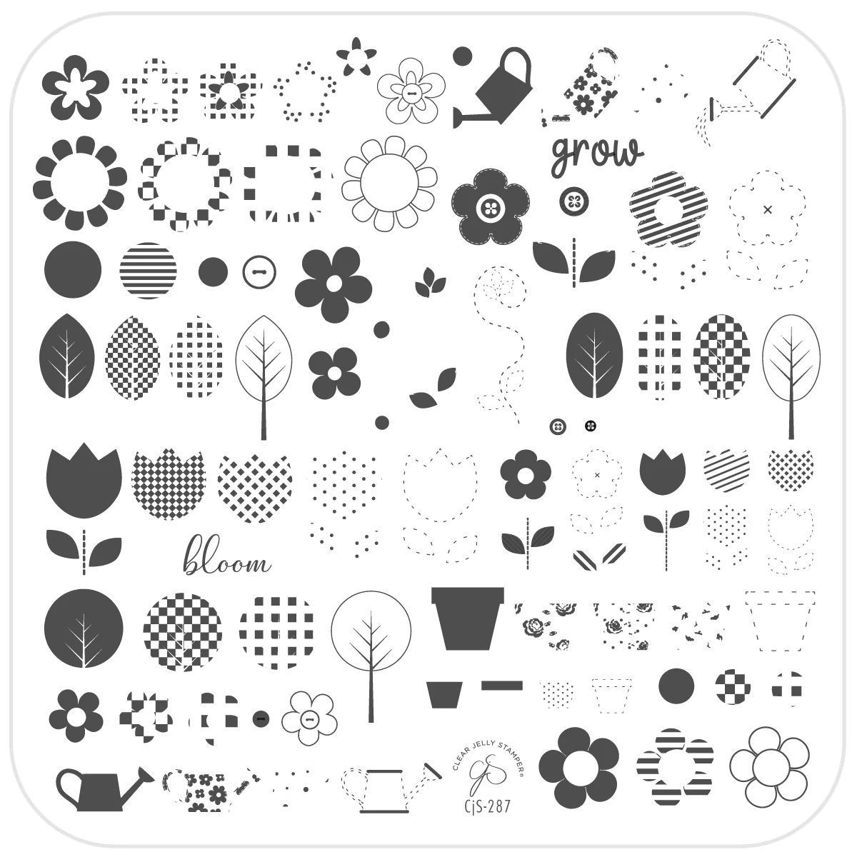 Patterned Spring THREE (CjS-287)  Steel Nail Art Stamping Plate