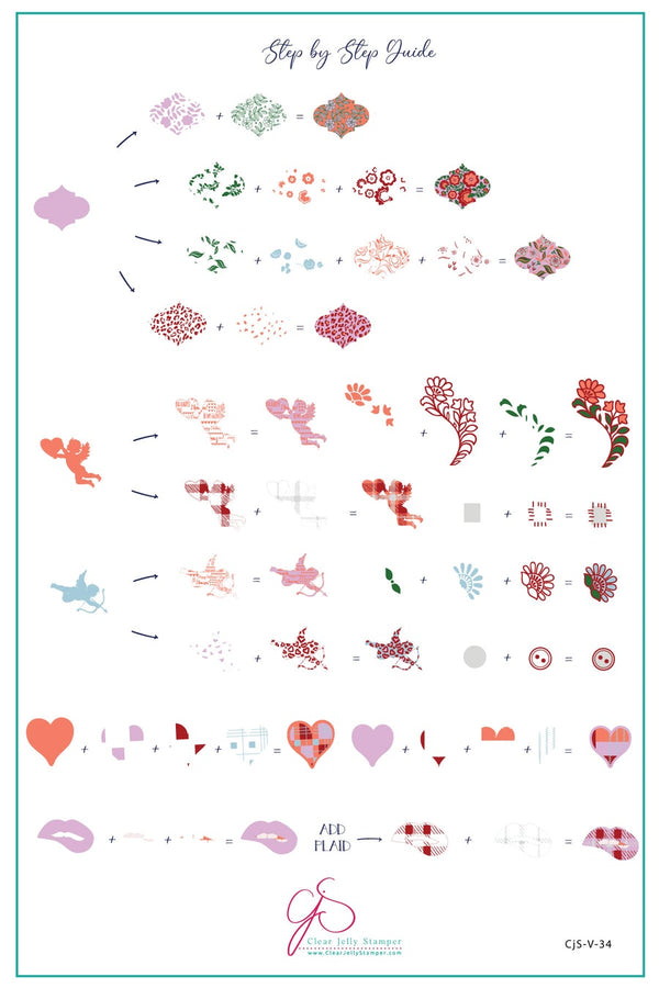 Patterned Valentines (CjSV-34)   - Clear Jelly Stamping Plate
