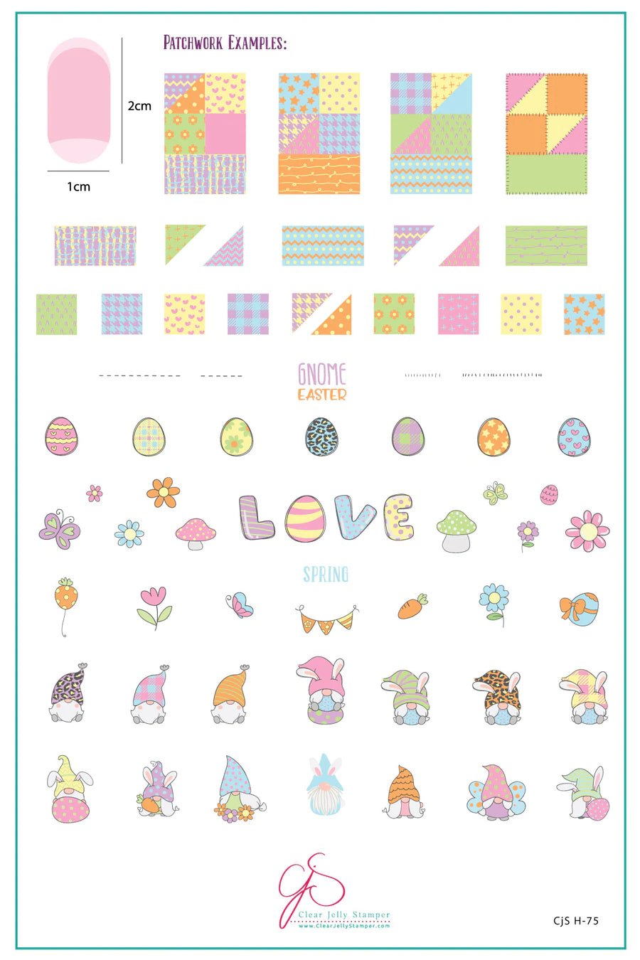 Patterned Easter Gnomes (CjSH-75)  Steel Nail Art Stamping Plate Main image
