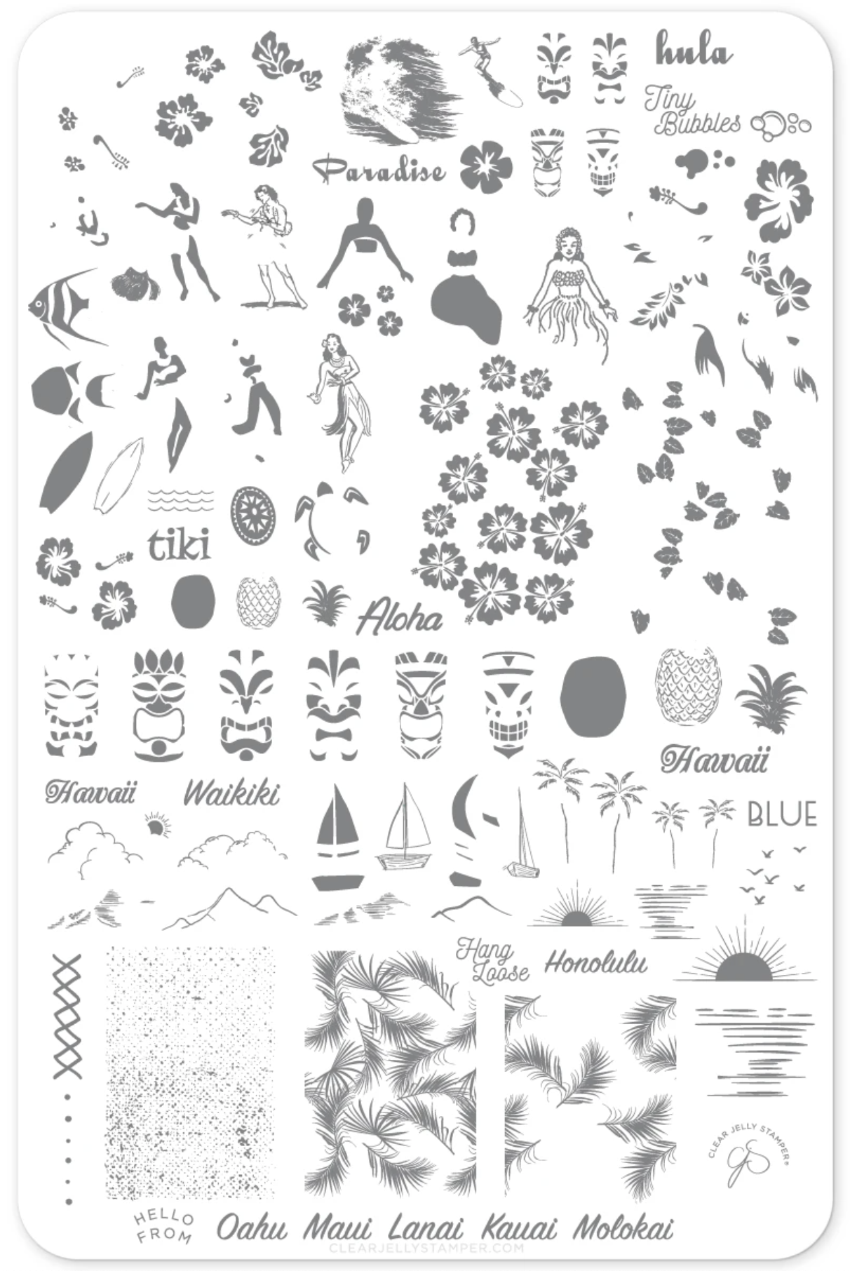 Aloha (CJS-128) - Clear Jelly Stamping Plate Secondary image