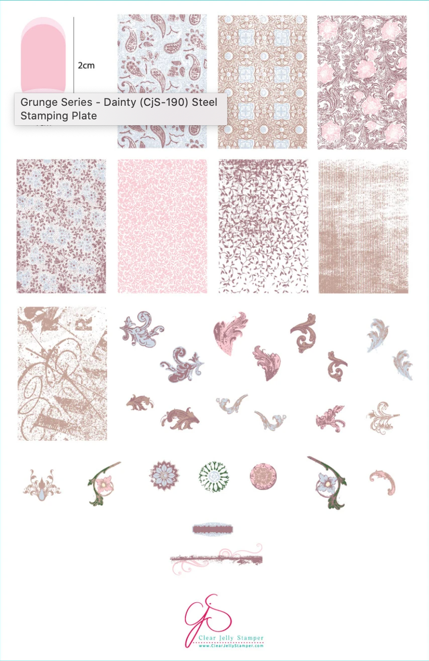 Grunge Series - Dainty (CjS-190) - Clear Jelly Stamping Plate Main image