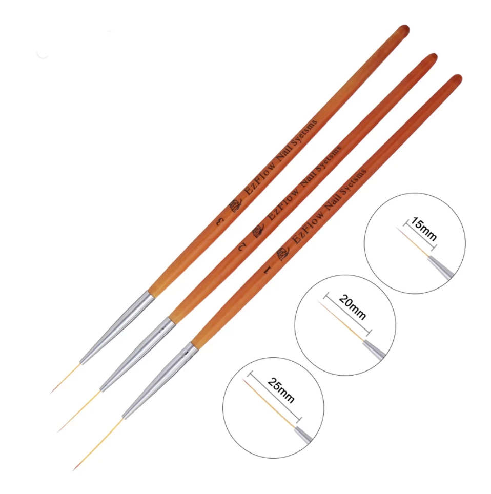 Set of 3 Long Hair Nail Art Liner Brushes