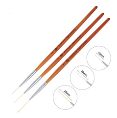 Set of 3 Long Hair Nail Art Liner Brushes