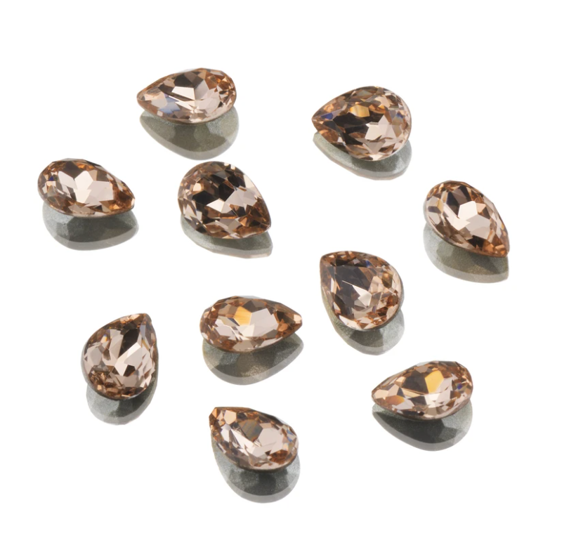 Genuine Crystal Rhinestones - Champagne Teardrop Pointed Back  8mm