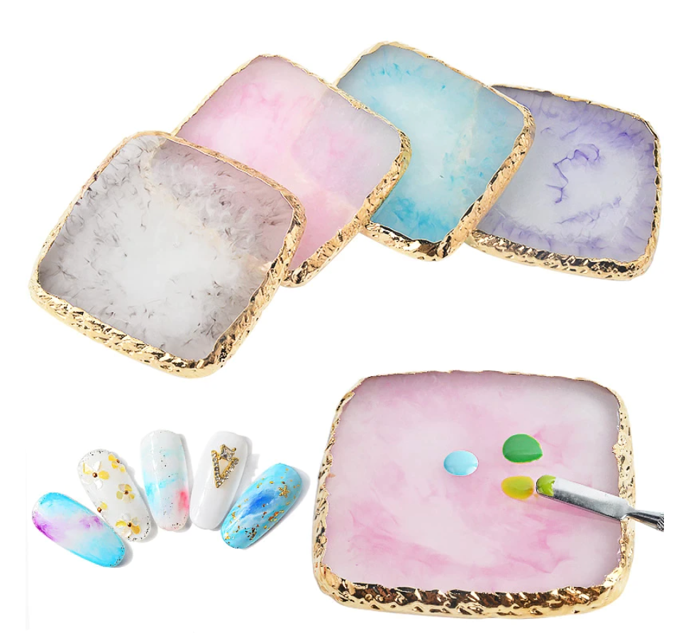 Square Gold Edge Resin Stone Palette - 5 Color Choices Main image