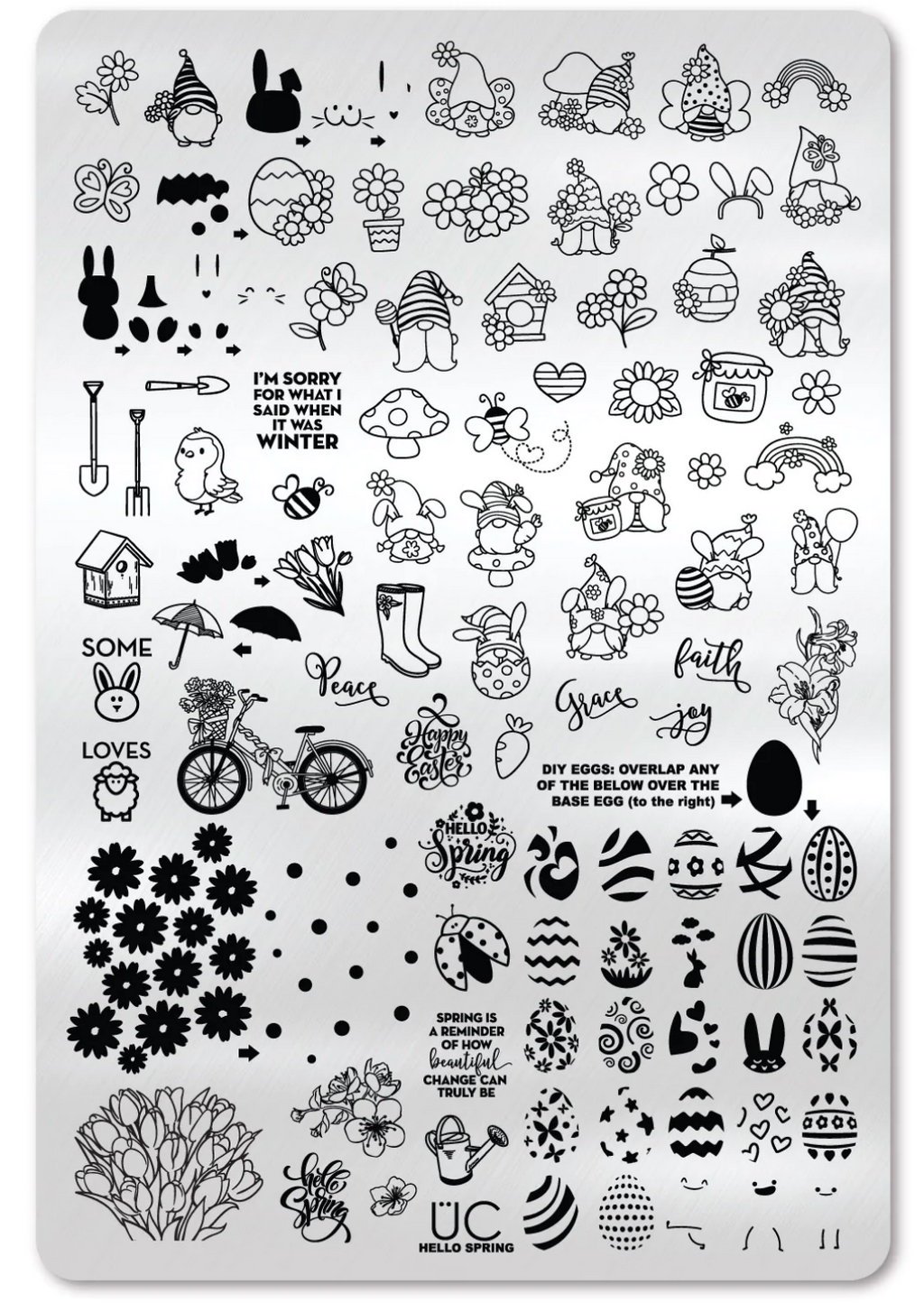 Hello Spring  - Uber Chic Stamping Plate